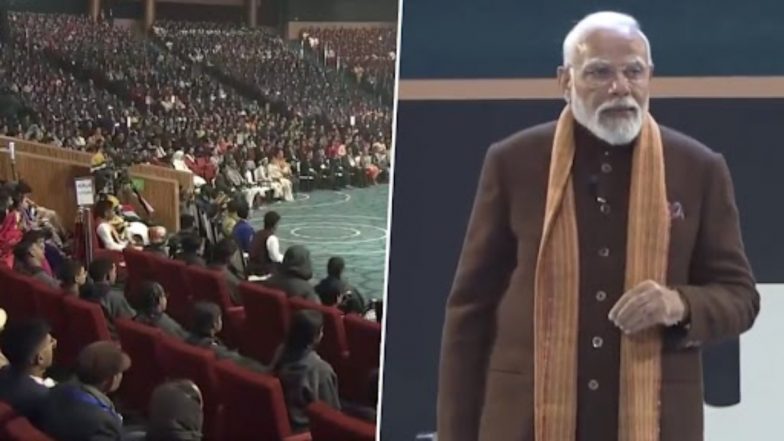 Pariksha Pe Charcha 2024: PM Narendra Modi Addresses Students at Bharat Mandapam, Says One Must Become Capable of Bearing Any Kind of Pressure (Watch Videos)