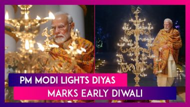 PM Narendra Modi Lights Diyas At His Residence In Delhi, Marks Early Diwali After Ram Mandir Pran Pratishtha Ceremony