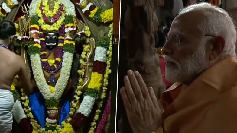 PM Narendra Modi Listens to Verses From Ranganatha Ramayan at Lepakshi's Veerbhadra Temple Ahead of Ram Mandir Consecration (Watch Video)