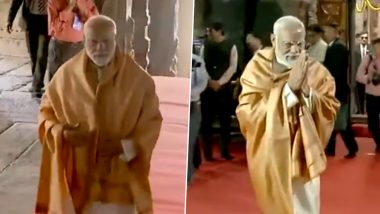 PM Narendra Modi Offers Prayers at Veerbhadra Temple in Andhra Pradesh's Lepakshi (Watch Video)