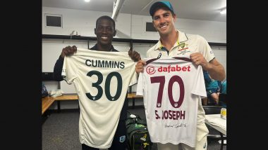 ‘Already a Superstar’ Australia Captain Pat Cummins Exchanges Jerseys With West Indies Youngster Shamar Joseph After AUS vs WI 2nd Test 2024, Shares Post on Instagram