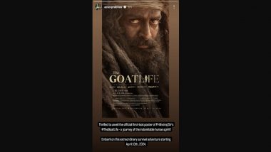 Aadujeevitham aka The Goat Life: Prabhas Unveils Prithviraj Sukumaran's 'Indomitable Human Spirit' Look in a Captivating NEW Poster! (View Pic)