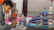 Ayodhya Ram Mandir Replica Made With Gulabi Meenakari Photos & Video: Varanasi's Artisan Kunj Bihari Takes 108 Days to Create Ram Temple Model, Thanks PM Modi for Pran Pratishtha Ceremony Invite