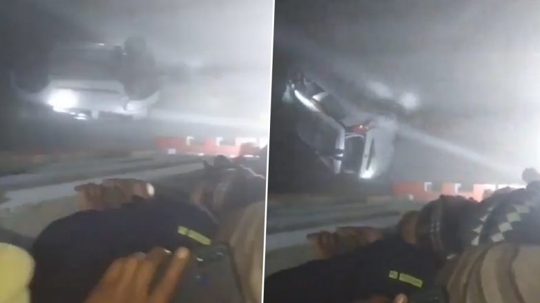 Uttar Pradesh Road Accident: Four Killed After Car Falls Into Ramganga Barrage in Bijnor's Harewali Area (Watch Video)