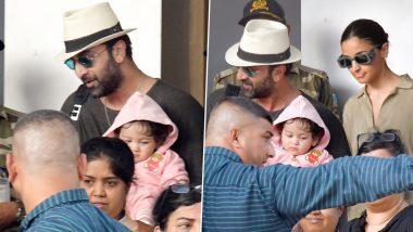 Ranbir Kapoor and Alia Bhatt Snapped at Airport With Daughter Raha As They Return to Mumbai From New Year Vacay (View Pics)