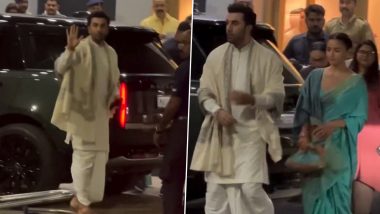 Ranbir Kapoor and Alia Bhatt Jet Off to Ayodhya for Ram Mandir Pran Pratishtha Ceremony (Watch Video)