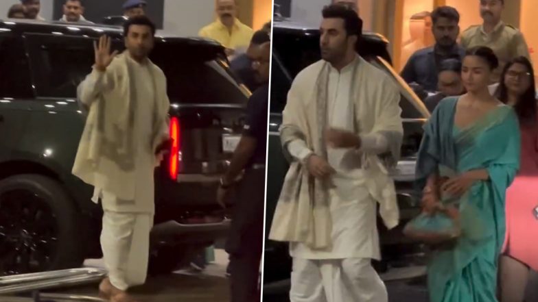 Ranbir Kapoor and Alia Bhatt Jet Off to Ayodhya for Ram Mandir Pran Pratishtha Ceremony (Watch Video)