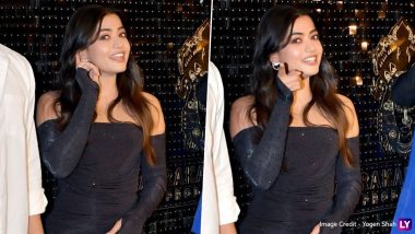 Rashmika Mandanna Rocks a Chic Black Off-Shoulder Bodycon Long Wrap Dress at Animal Success Party (View Pics and Watch Video)