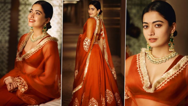 Rashmika Mandanna Radiates Pure Elegance in Red Lehenga and Statement Jewellery on Occasion of Sankranthi (View Pics)