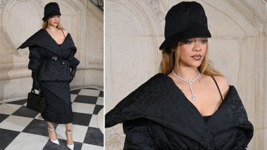 Hot Mama! Rihanna Slays in Black Puff Wrap Overcoat Paired with Chic Straight Skirt at Dior Haute Couture Show (View Pic)