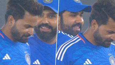 Rohit Sharma Jokingly Hits Mukesh Kumar On His Head After He Bowls Back-to-Back Bouncers in One Over Leading to a No-Ball During IND vs AFG 1st T20I 2024 (Watch Video)