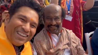 Sachin Tendulkar Catches Up with Superstar Rajinikanth on Sidelines of Ram Mandir's Pran Pratishtha Ceremony