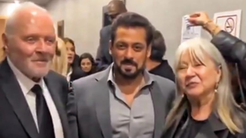 Salman Khan Attends 2024 Joy Awards in Riyadh, Poses With Hollywood Star Anthony Hopkins at the Event (Watch Video)