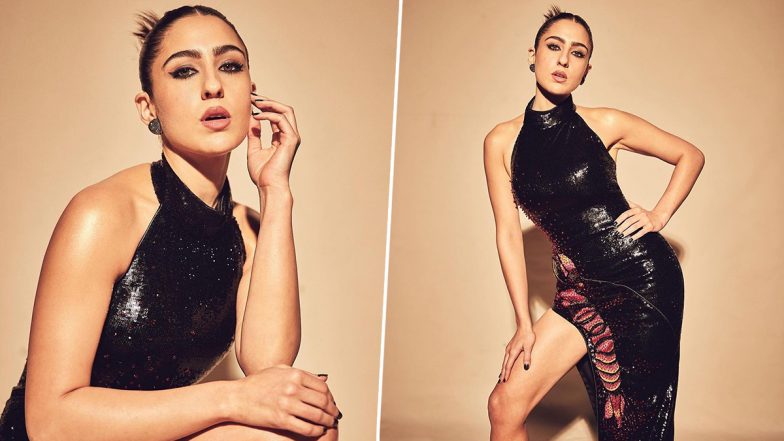 Sara Ali Khan Sizzles in a Thigh-High Slit Black Gown for Her Appearance at the 69th Filmfare Awards 2024, (View Pics)