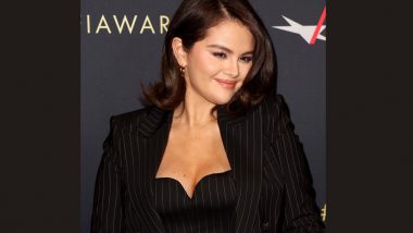 Selena Gomez Looks Beautiful in Black Striped Three-Piece Suit As She Attends AFI Awards Luncheon (View Pics)