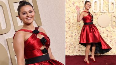 Selena Gomez Exudes Glamour at the 2024 Golden Globes! Singer–Actress Wears a High–Low Red Dress With Asymmetrical Full Skirt (View Pics)