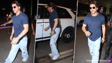 Shah Rukh Khan Clicked at Mumbai Airport! SRK’s Ponytail Look Grabs Attention (Watch Video)