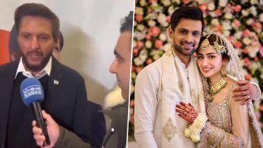 ‘Isi Life Partner Ke Sath’, Shahid Afridi Reacts After Shoaib Malik’s Third Wedding (Watch Video)