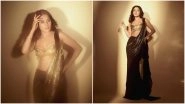 Shehnaaz Gill Looks Gorgeous in Golden and Black Saree, Check Out Her Stunning Pictures Here!