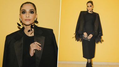 Sonam Kapoor Scores High in a Black Dress and Jacket With Fur Details (See Pics)