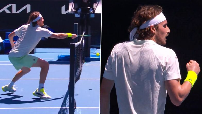 Outrageous! Stefanos Tsitsipas Secures Sensational Point By Amazing Net Play During Australian Open 2024 First Round Match Against Zizou Bergs (Watch Video)