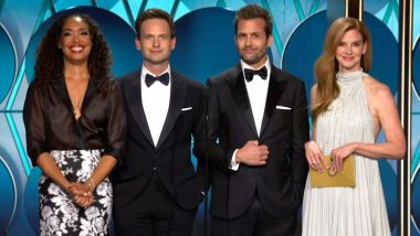 Golden Globe 2024: Suits Stars Patrick J Adams, Gabriel Macht, Gina Torres, and Sarah Rafferty Reunite at 81st Award Show (Watch Video)