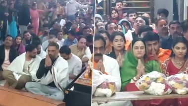 Suniel Shetty, His Son Ahan Shetty and Madhya Pradesh Minister Rakesh Singh Offer Prayers at Ujjain’s Mahakaleshwar Temple (Watch Video)