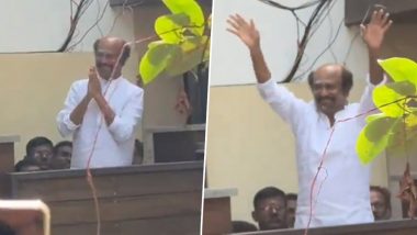 Superstar Rajinikanth Greets Sea of Fans Outside His Residence on New Year’s Day (Watch Viral Video)