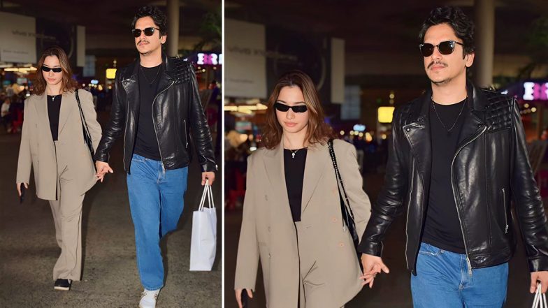 Tamannaah Bhatia and Vijay Varma Return From New Year Vacation! Lovebirds Clicked Walking Hand in Hand at the Airport (Watch Video)