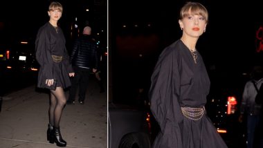 Taylor Swift's Edgy Ensemble Makes an Impression! 'Lover' Singer Rocks Black High Waist Pleated Mini Skirt Paired with Chic Oversized Shirt