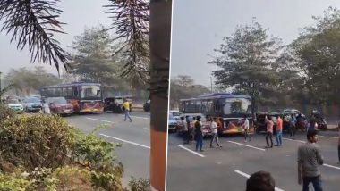 Truckers Protest in Mumbai: Traffic Stopped on Eastern Express Highway Near Vikhroli As Protestors Strike Against New Hit and Run Law Under BNS (Watch Videos)