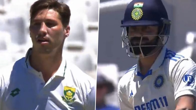 Nandre Burger Gestures To Throw Ball at Virat Kohli on His Follow-Through, Indian Batsman Smiles Back at Him During IND vs SA 2nd Test 2023-24; Video Goes Viral