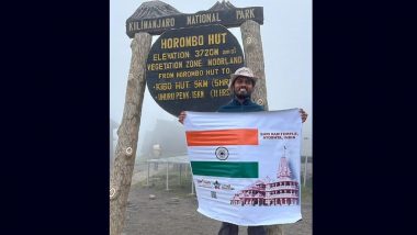 Republic Day 2024 Special: Mountaineer Virendra Sisodia From Lucknow To Hoist India's Tricolour and Shri Ram Temple Flag on Mount Kilimanjaro in Tanzania Today (See Pic)