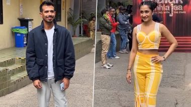 Yuzvendra Chahal Spotted on ‘Jhalak Dikhhla Jaa’ Set To Cheer for Wife Dhanashree Verma (Watch Video)