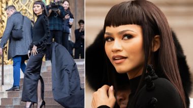Zendaya at Paris Fashion Week! Actress Rocks Sexy Black Dress With Dramatic Train for the Event (See Pics)
