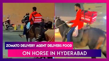 Hyderabad: Zomato Delivery Agent Delivers Food On Horse Amid Long Queues At Petrol Pumps Across The City