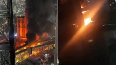 Mumbai Fire: Blaze Erupts in High-Rise Building in Goregaon, No Casualties Reported (Watch Video)