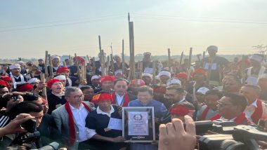 Karbi Youth Festival 2024: 721 Men in Assam’s Karbi Anglong Set New Stilt-Walking World Record (Watch Video)