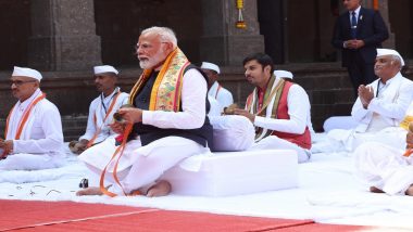 Ahead of ‘Pran Pratishtha’, PM Narendra Modi Pays Obeisance to Lord Ram at Nashik’s Kalaram Temple, Plays Cymbals With Devotees (See Pics and Videos)