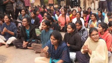 Hyderabad: Students at Osmania University PG Girls Hostel Stage Protest over Security Breach (Watch Video)
