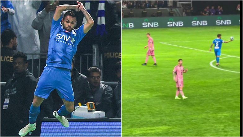 Al-Hilal Player Michael Delgado Does Cristiano Ronaldo's 'Siiuuu' Celebration After Scoring Against Lionel Messi's Inter Miami in Riyadh Season Cup 2024 Match (Watch Video)