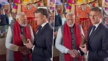 Rajasthan: PM Narendra Modi Gifts Replica of Ram Mandir to French President Emmanuel Macron in Jaipur (Watch Video)