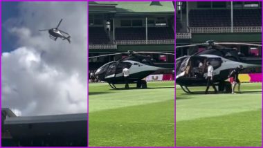David Warner Arrives in Helicopter at SCG for Sydney Sixers vs Sydney Thunder BBL 2023-24 Match (Watch Video)