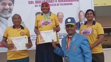 Hyderabad: 107-Year-Old Rambai Wins Two Gold Medals for Haryana at National Competition (Watch Video)
