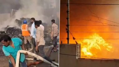 Andhra Pradesh Fire Video: Firefighting Teams Mobilised As Garbage Dump Blaze Engulfs Bhimavaram