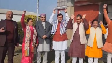 Uttarakhand: CM Pushkar Singh Dhami, Cabinet Ministers Leave For Ram Mandir in Ayodhya, Raise ‘Jai Siya Ram’ Slogans in Dehradun (See Pics and Video)