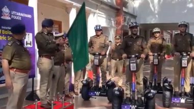 Uttarakhand Police Embrace Smart Policing With Self-Balancing Electric Scooters To Patrol Vibrant Streets of Haridwar (Watch Video)