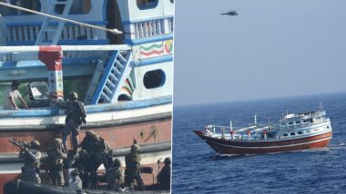 Indian Navy Foils Piracy Bid: INS Sharada Safely Rescues Iran Fishing Vessel FV Omari From Somali Pirates, Ensures Safe Release of 11 Iranian and Eight Pakistani Crew Members (See Pics)