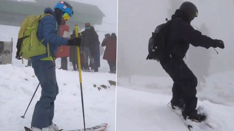 Snowfall in Jammu and Kashmir: Rajouri Brings Joy to Tourists and Farmers; Road Closures Impact Connectivity (Watch Videos)
