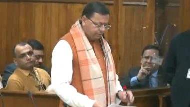 Uniform Civil Code in Uttarakhand: CM Pushkar Singh Dhami Tables UCC Bill in State Assembly (Watch Video)